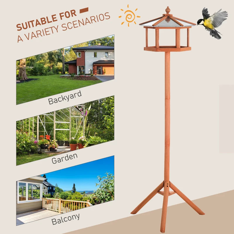 Wooden Bird Table Garden Feeding Station - 153cm Height, Durable Outdoor Bird Feeder for Wild Birds, Eco-Friendly Design