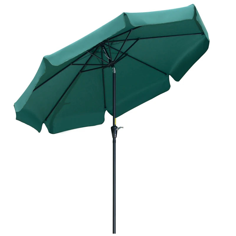 Green 2.7m Patio Garden Umbrella with Tilt and Crank