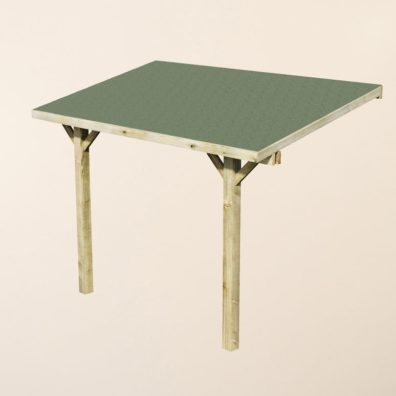 Wooden Lean-To Gazebo with Katepal Green Shingle Roof - Premium Wall-Mounted Garden Gazebo