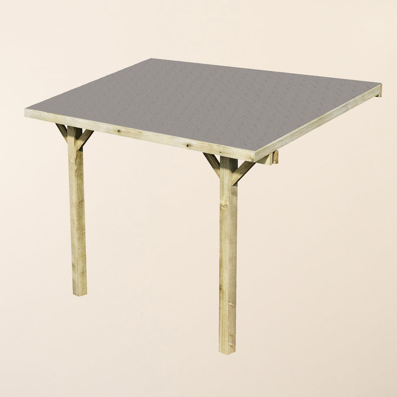 Wooden Lean-To Gazebo with Katepal Grey Shingle Roof - Premium Wall-Mounted Garden Gazebo