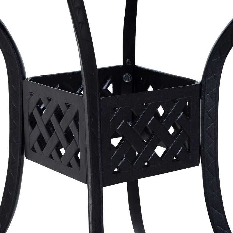 Black 90cm Square Outdoor Dining Table with Umbrella Hole