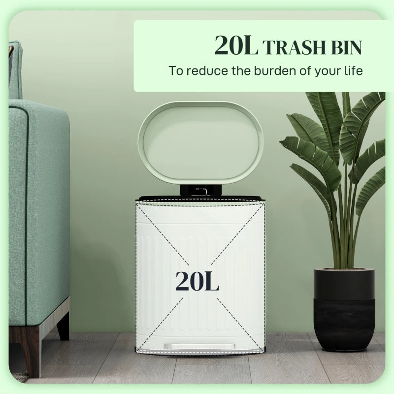 Light Green 20L Metal Kitchen Bin with Soft-Close Lid - Stylish & Durable Waste Container for Home & Office