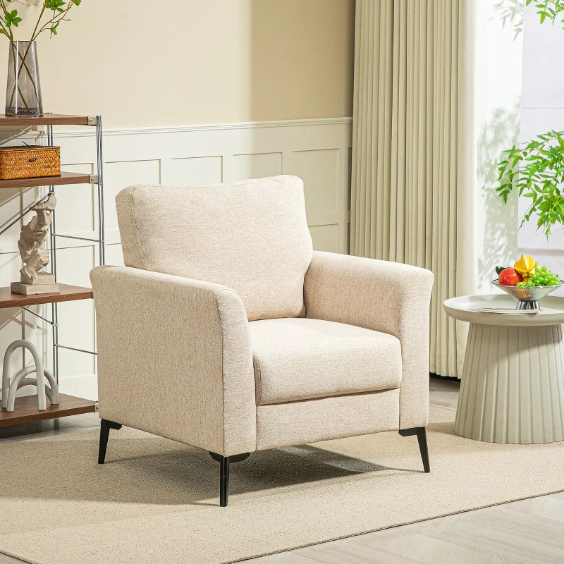 Beige Linen-Look Armchair for Stylish Living Room Decor