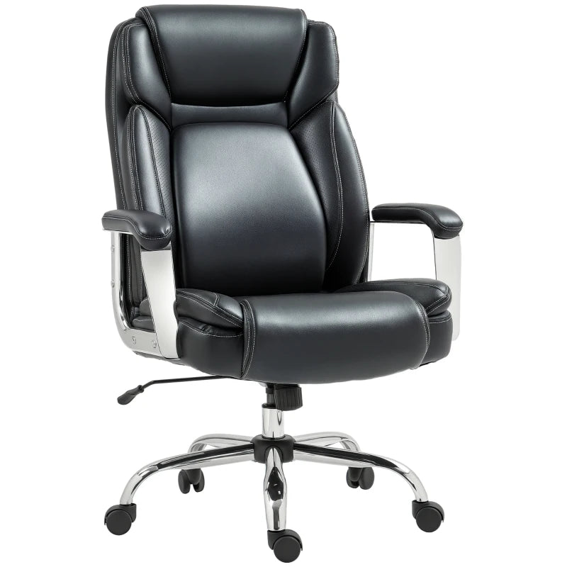 Ergonomic Heavy Duty Faux Leather Office Chair with Tilt Function Adjustable Height 500LBS Swivel Computer Chair for Home Study Black