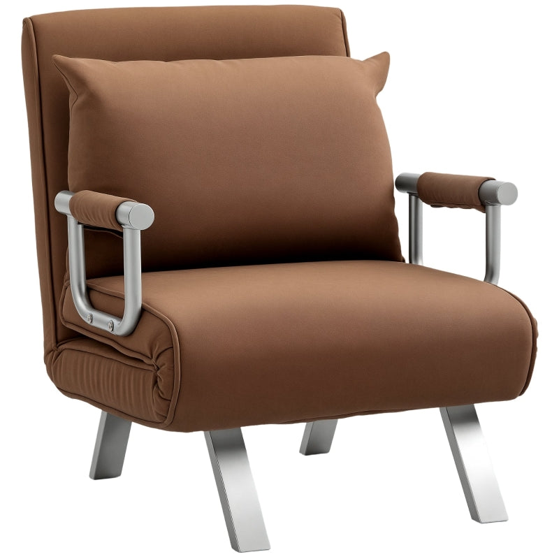 Versatile 4-in-1 Faux Suede Chair Bed in Coffee Colour for Ultimate Comfort and Style
