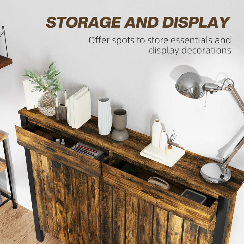 Rustic Style 93 x 119cm Radiator Cover in Brown and Black Finish