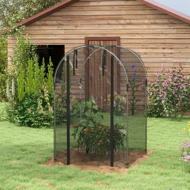 Black Steel Fruit Cage Plant Protection Tent with Zipped Door, 1.2 x 1.2 x 1.9m