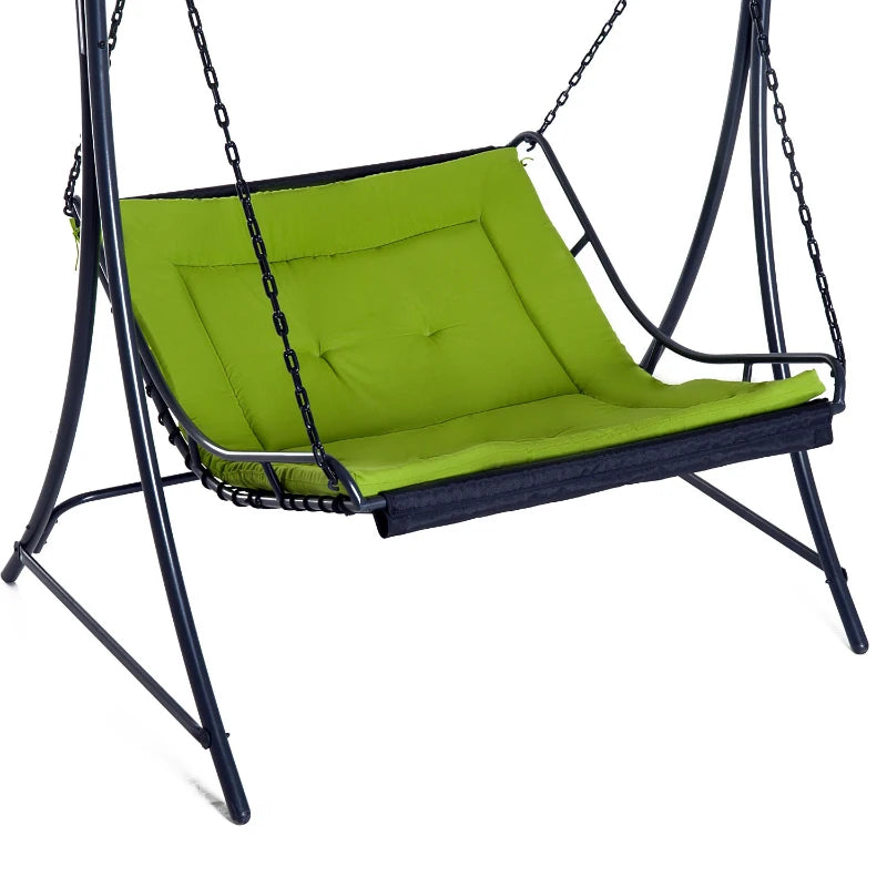 Green 2-Seater Garden Swing Lounger with Adjustable Canopy