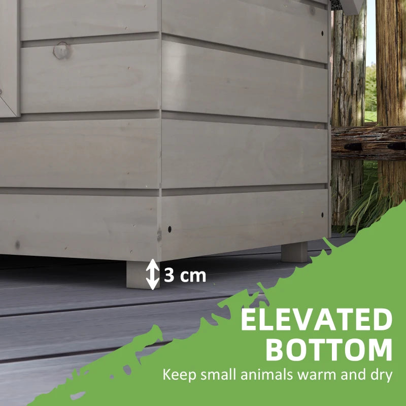 Wooden Elevated Outdoor Cat House with Openable Top Asphalt Roof and Window Grey