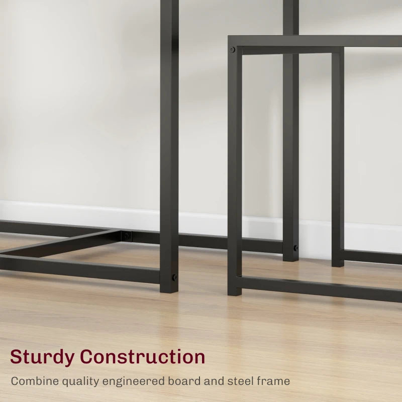 Compact Dining Table and Chairs Set for Small Spaces - Rectangular Steel Frame Dining Room Set in Black