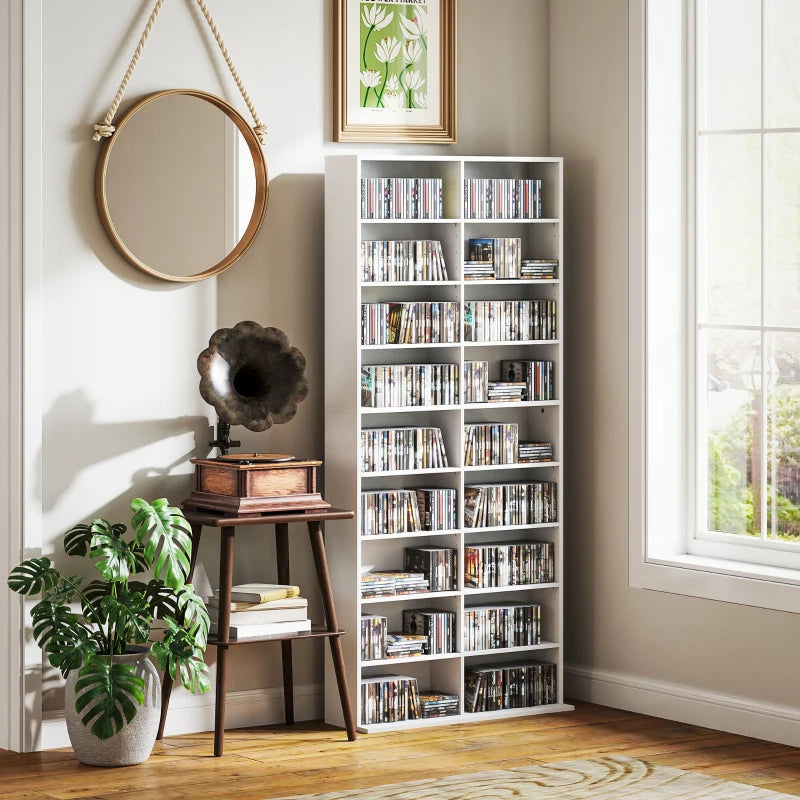 Stylish 640 CD Storage Tower in White - Organize Your Media Collection with Space-Saving Design and Modern Aesthetics