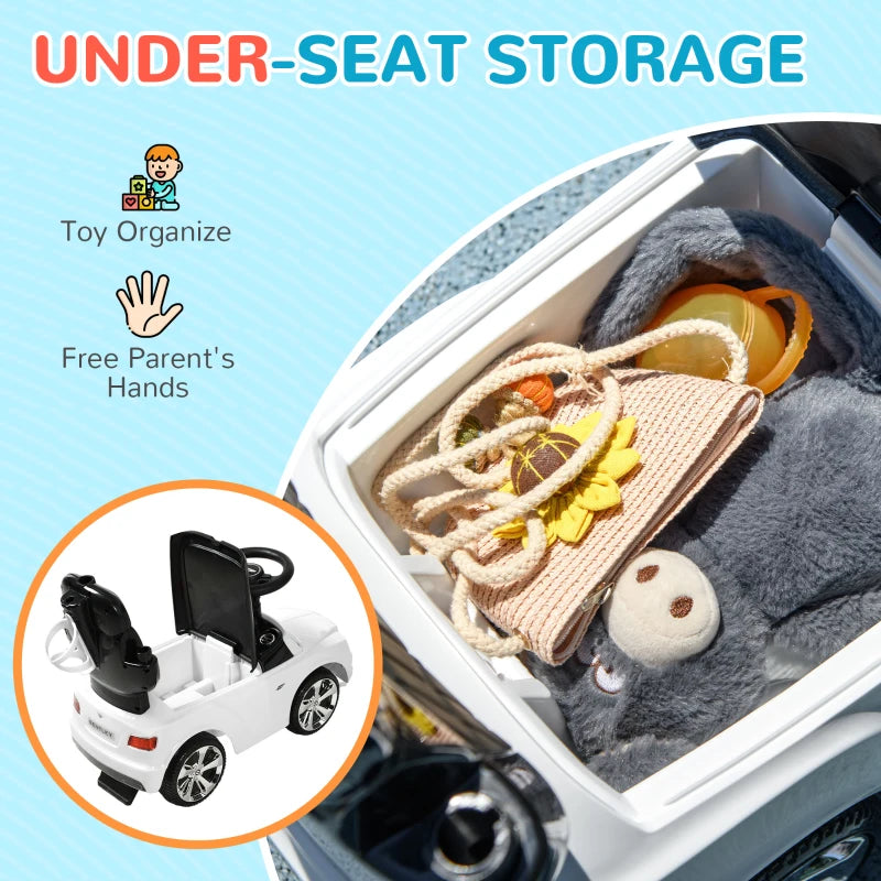 Licensed Bentley Bentayga 3-in-1 Baby Push Ride On Car with Canopy and Music White