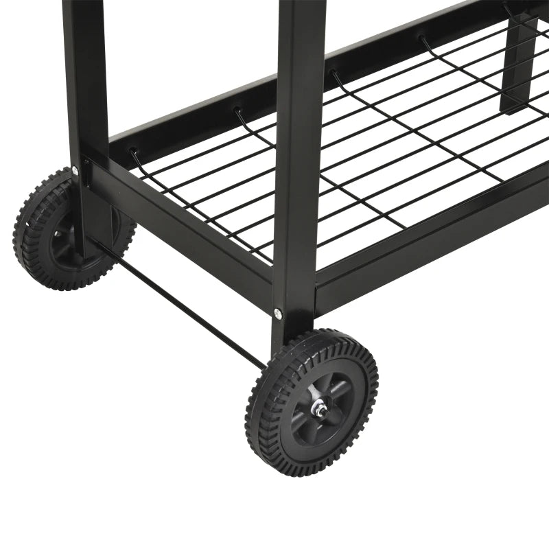 Black Steel Charcoal BBQ with Wheels