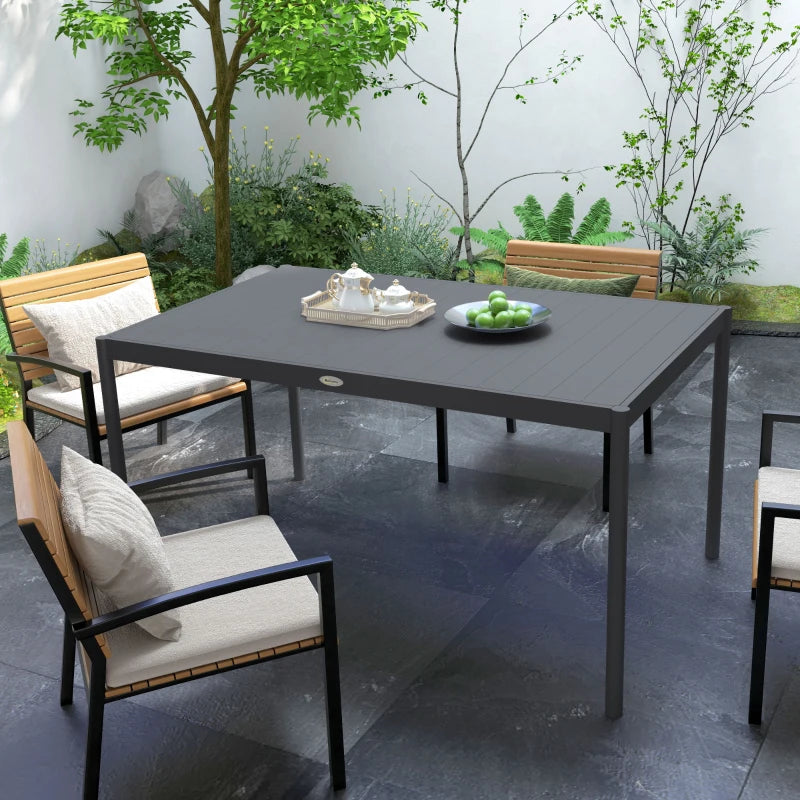 6-Seater Outdoor Dining Table - Aluminum Top, Steel Legs (Grey)