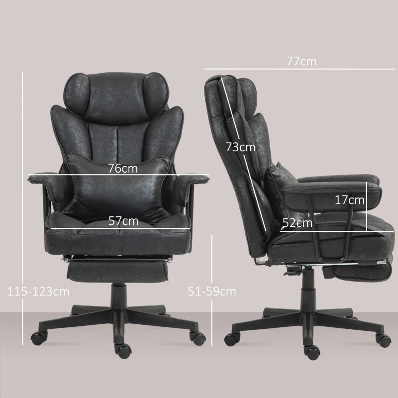 Ergonomic Office Chair with 6-Point Massage & Heat, Reclining Function, Lumbar Support, Foot Rest, Height-Adjustable, Black