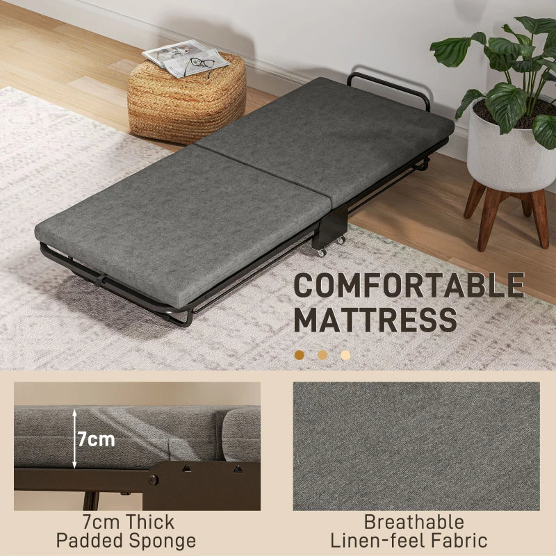 Portable Folding Bed for Guests Lightweight Compact Design Easy Storage Grey Color