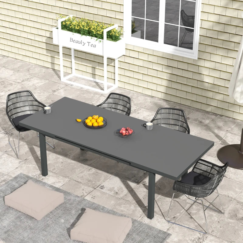 Aluminium Extendable Outdoor Dining Table - Charcoal Grey, Seats 6-8