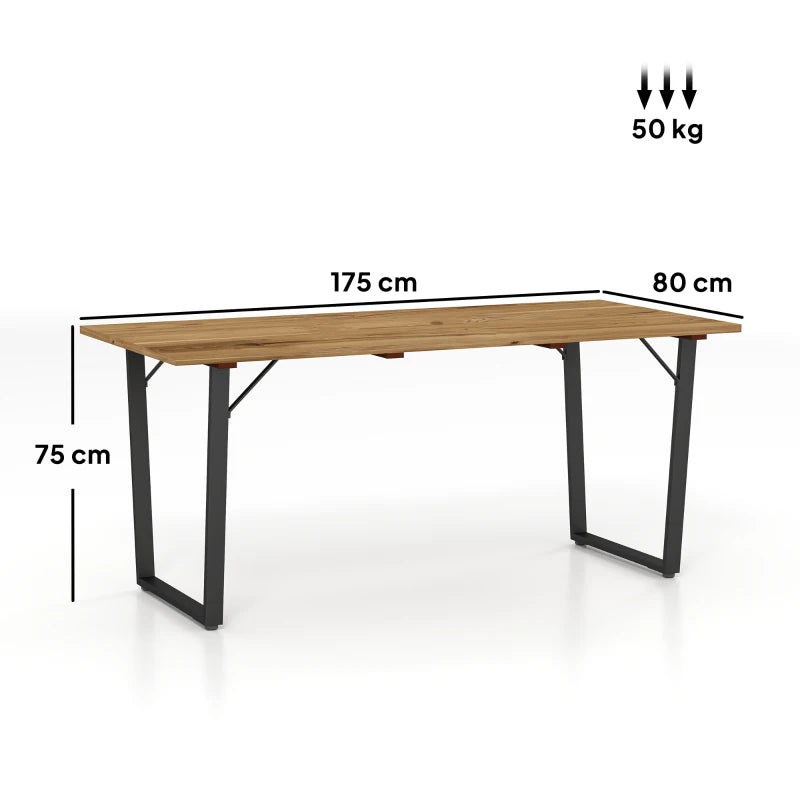 Large Outdoor Dining Table for 6 - 175x80 cm Fir Wood with Parasol Hole, Brown