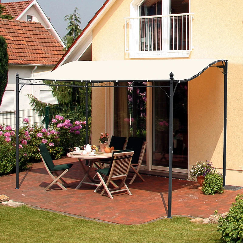 Wall Mounted Garden Porch Canopy - Black/Cream White, 3x3m