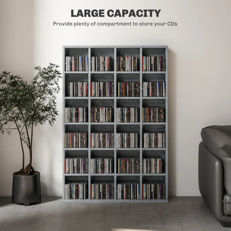 Adjustable CD Storage Unit with Shelves - 89 x 130.5 cm, Cement Grey - Modern Media Organizer for Home