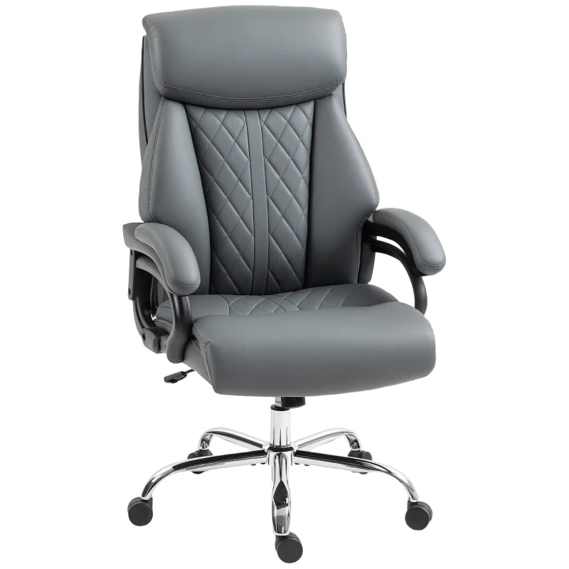 Super Padded Charcoal Grey Faux Leather Office Chair - Ergonomic Design for Comfort and Style in Home or Office