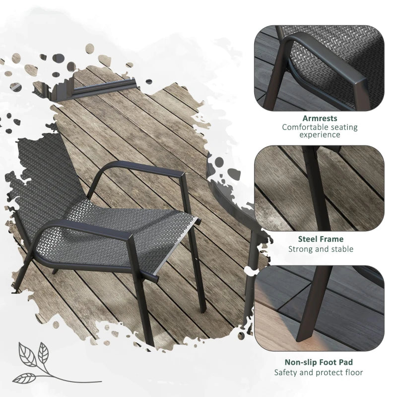 Stylish Four-Piece Grey Rattan Garden Seat Set - Stacking Outdoor Furniture for Patio, Balcony, and Garden