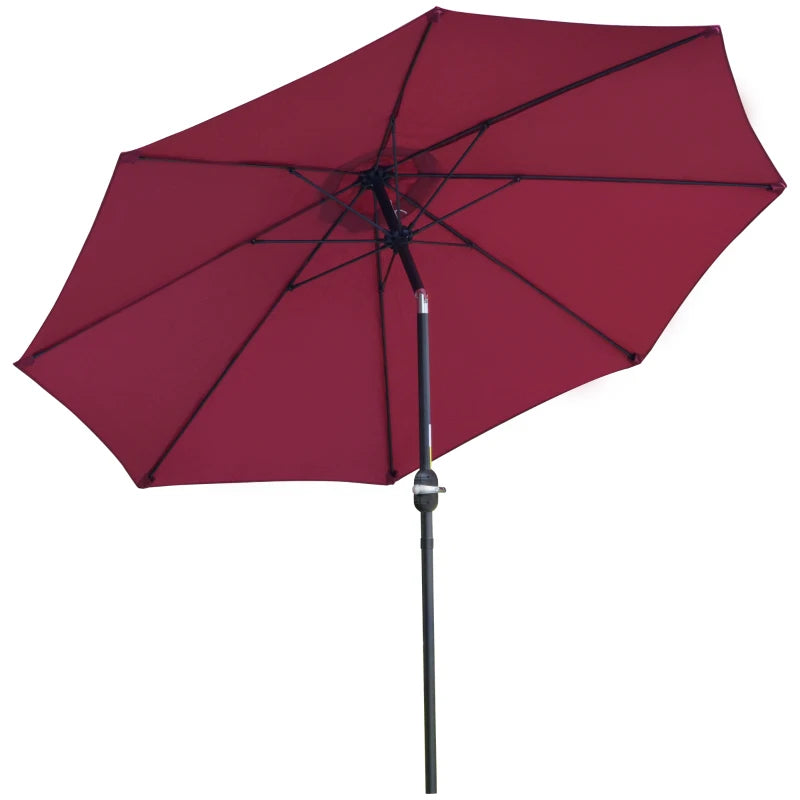 Red 2.7M Tilting Garden Parasol Umbrella with Fibreglass Ribs