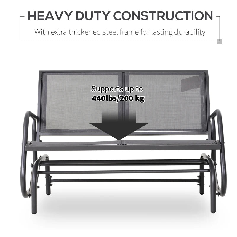 Grey 2-Person Outdoor Glider Bench Loveseat