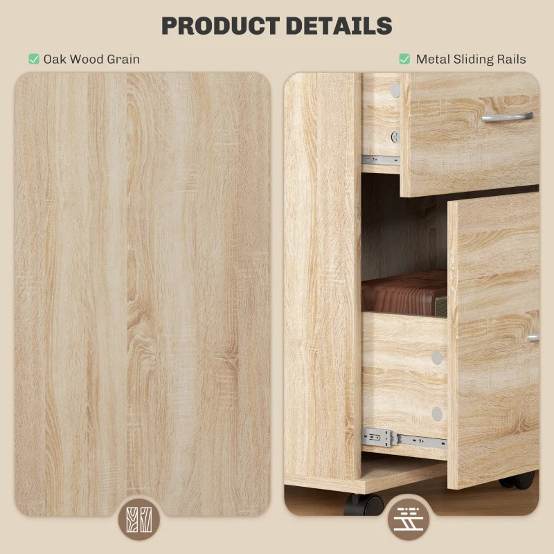 Lockable Two Drawer Filing Cabinet - Stylish Wood-Effect Storage Solution for Home or Office Organization