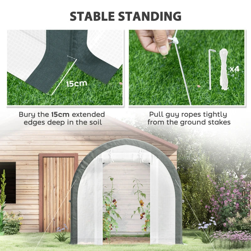 3m x 2m Walk-In Tunnel Greenhouse with Accessories - White