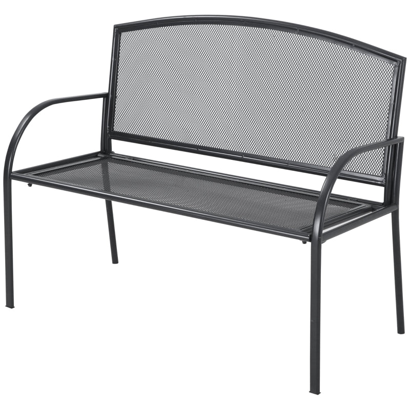 Grey Metal 2-Seater Outdoor Bench for Patio, Park, Porch, Lawn