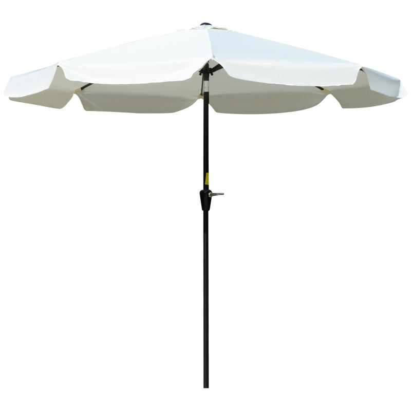 White 2.7m Patio Garden Umbrella with Tilt and Crank