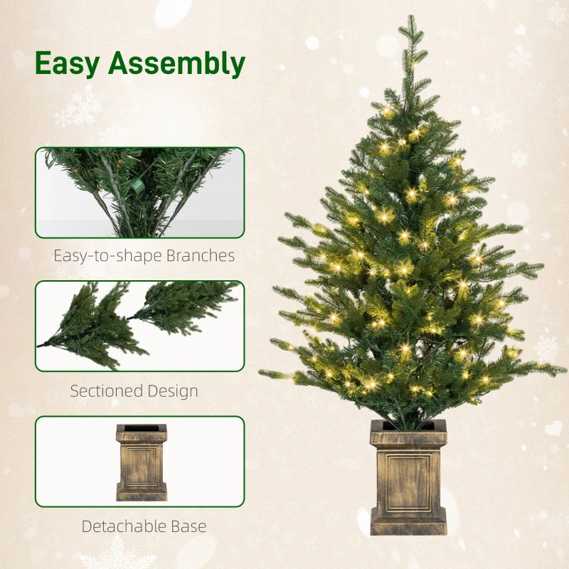 Set of 2 Green 4ft Artificial Christmas Trees with Lights - Perfect Holiday Decor for Home & Office