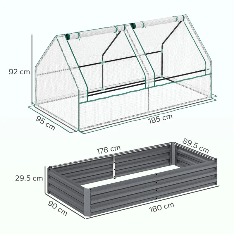 Metal Planter Box with Greenhouse Cover for Herbs