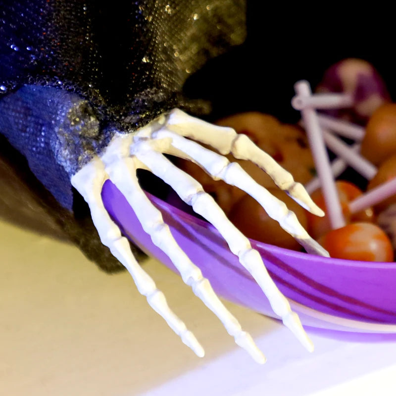 2pcs Animated Halloween Skull Bowl Set - LED Eyes, Moving Body, Creepy Sound - Skeleton Candy Dish for Party & Haunted House Decor