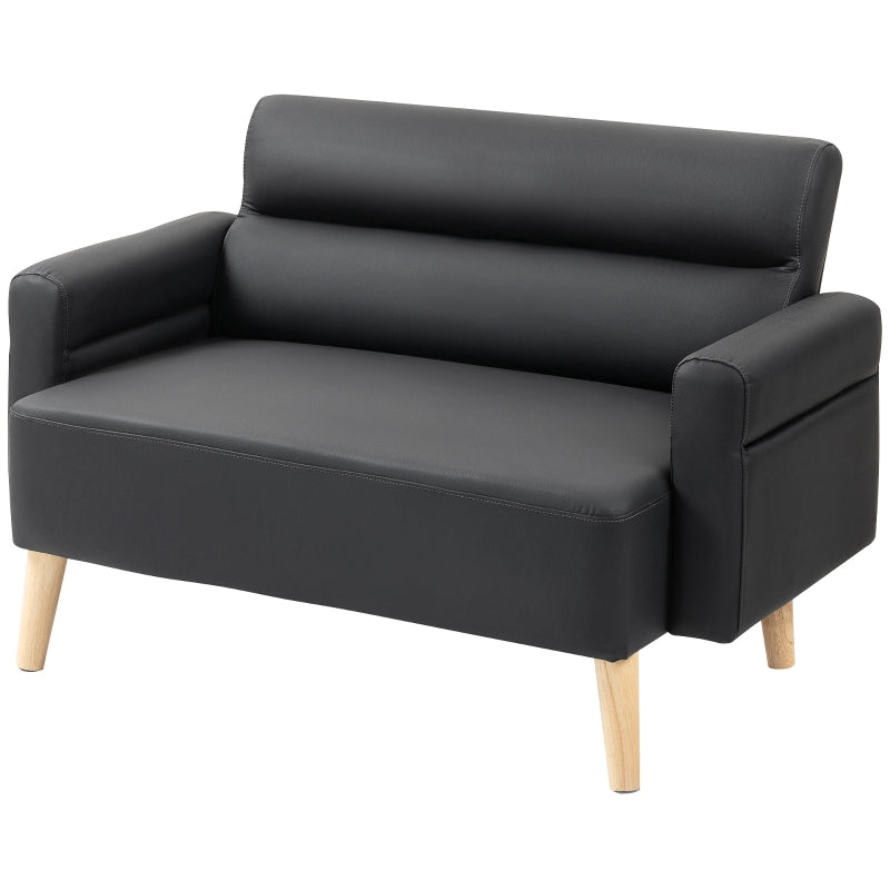 Compact Black Faux Leather 2-Seater Sofa for Stylish Living Rooms