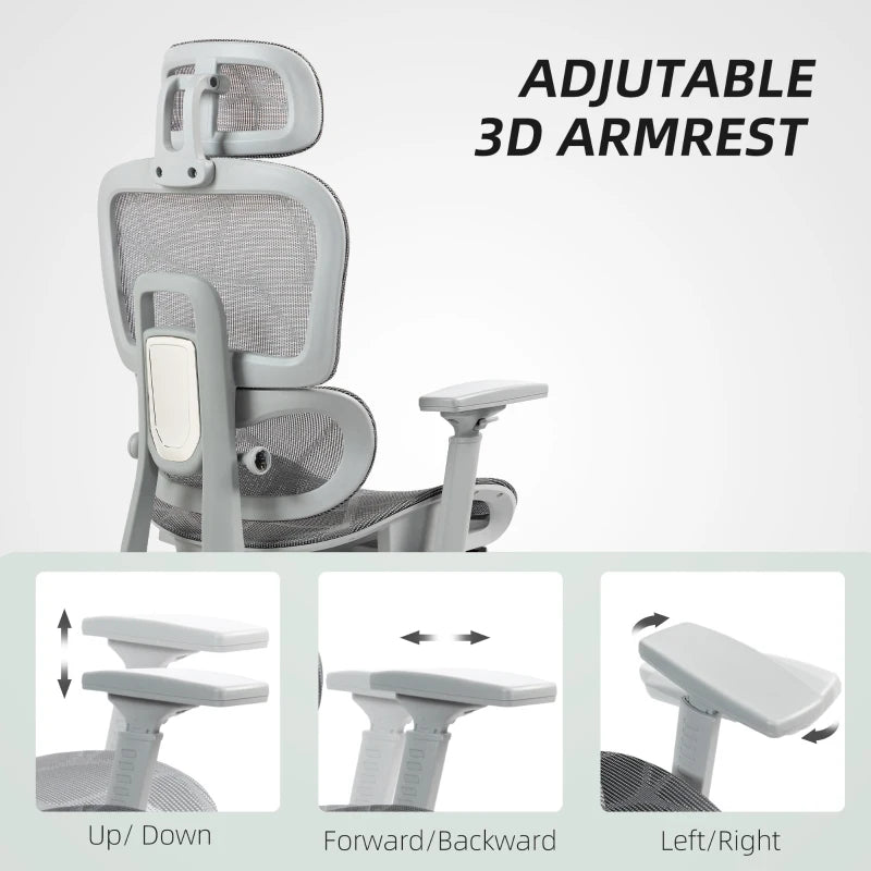 Ergonomic Multi-Adjustable Grey Mesh Office Chair for Ultimate Comfort and Support - Perfect for Home and Office Use