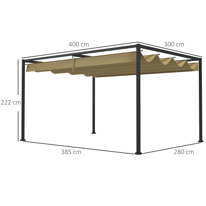 4m x 3m Khaki Metal Garden Pergola