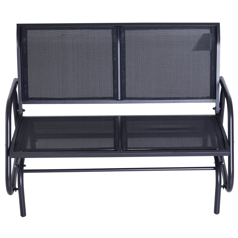 Black 2-Person Outdoor Glider Bench Double Swing Chair