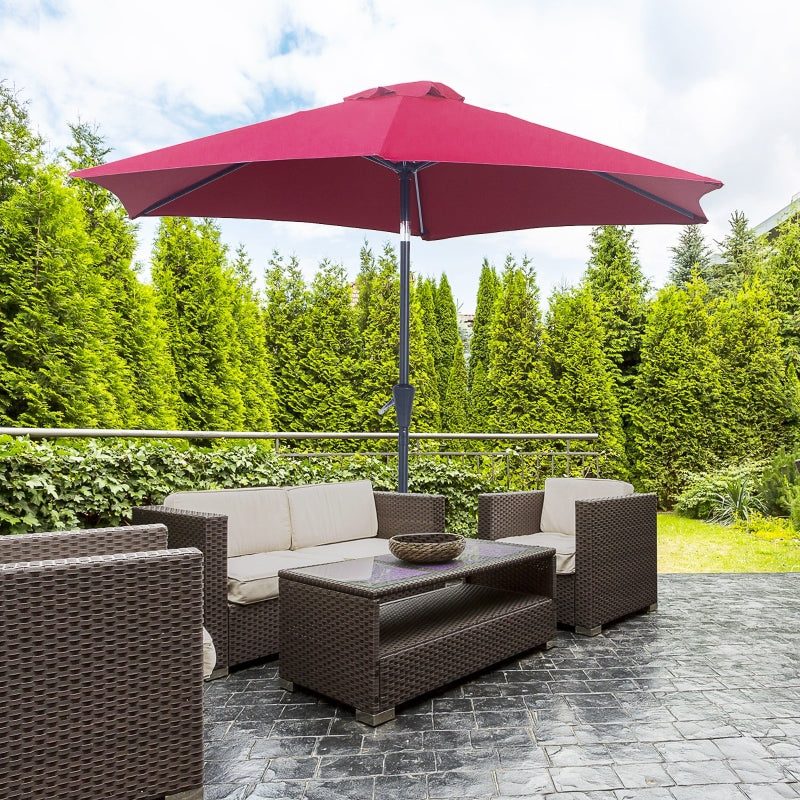 Red 2.6M Tilt Crank Garden Parasol Umbrella