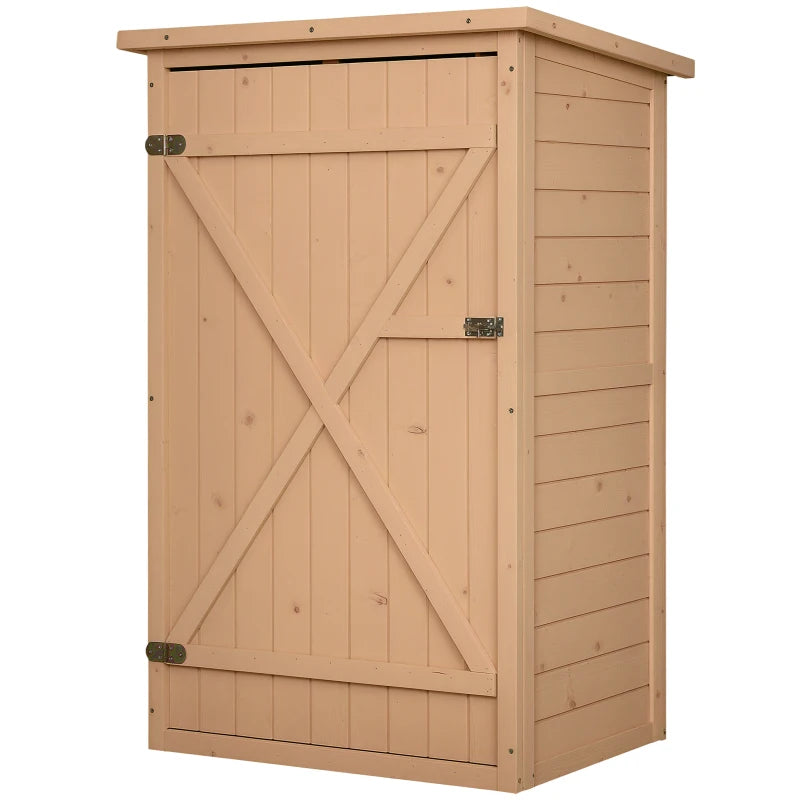 Wooden Garden Storage Shed with Shelves and Bolt Latch 75L x 56W x 115H cm Natural Finish