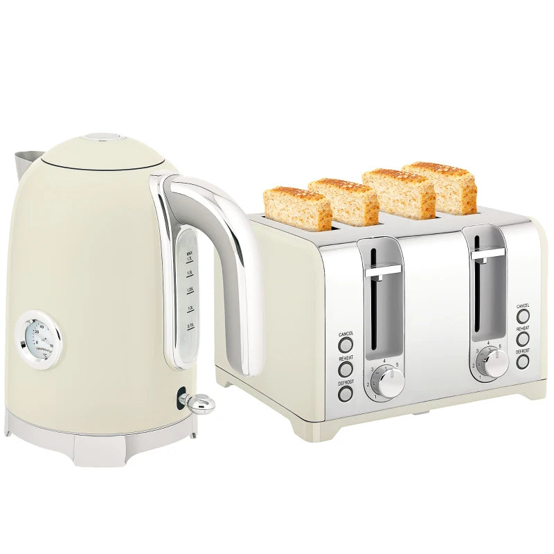 Retro 3000W Grey Kettle and Toaster Set - Stylish Kitchen Appliances for Modern Homes