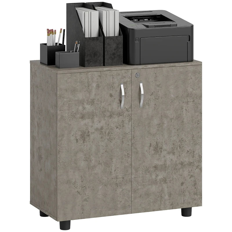 Vinsetto Two-Tier Locking Office Storage Cabinet - Stylish Grey Organizer for Secure Document and Supply Storage