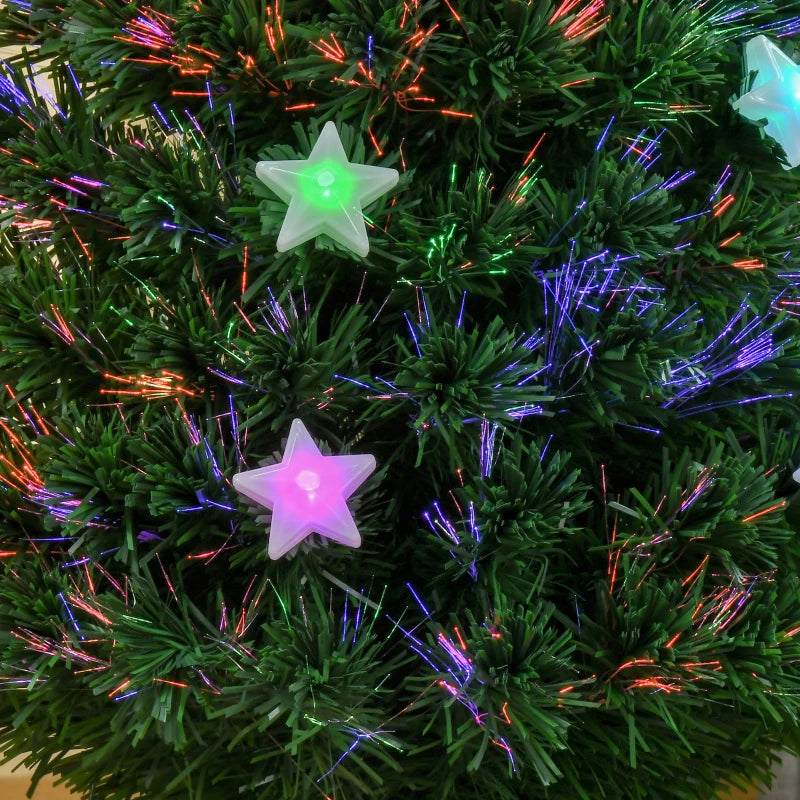4FT Prelit Artificial Christmas Tree with Fibre Optic Star & LED Lights - Indoor Holiday Decoration for Parties - Green