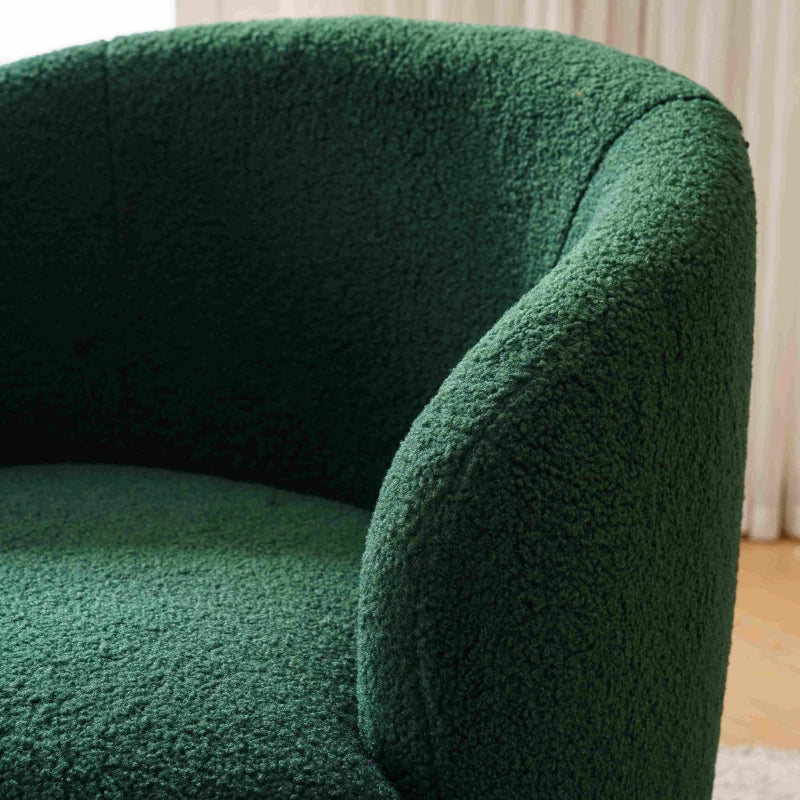 Ergonomic Dark Green Swivel Armchair with 360° Rotation for Reading Room, 64x64x71 cm