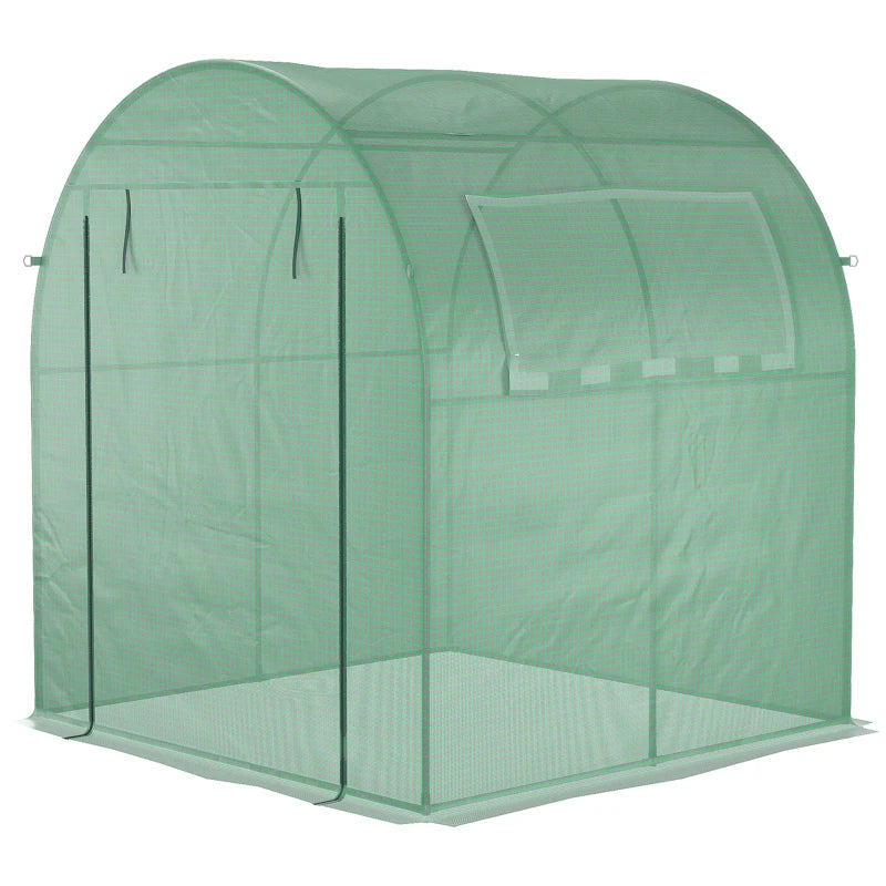 Green Garden Polytunnel Greenhouse with Roll-up Window and Door, 1.8 x 1.8 x 2 m