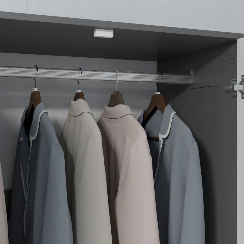 Modern 2 Door Wardrobe with 3 Drawers and Hanging Rod for Stylish Bedroom Storage Grey