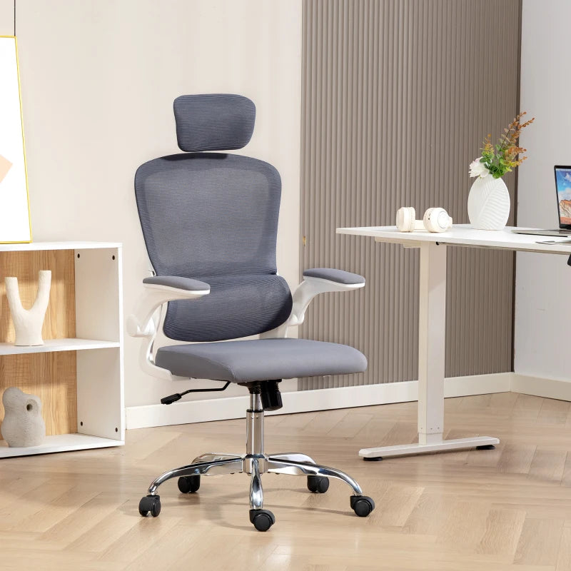 Ergonomic Mesh Back Office Chair with Lumbar Support - Stylish Charcoal Grey Design for Comfort and Productivity