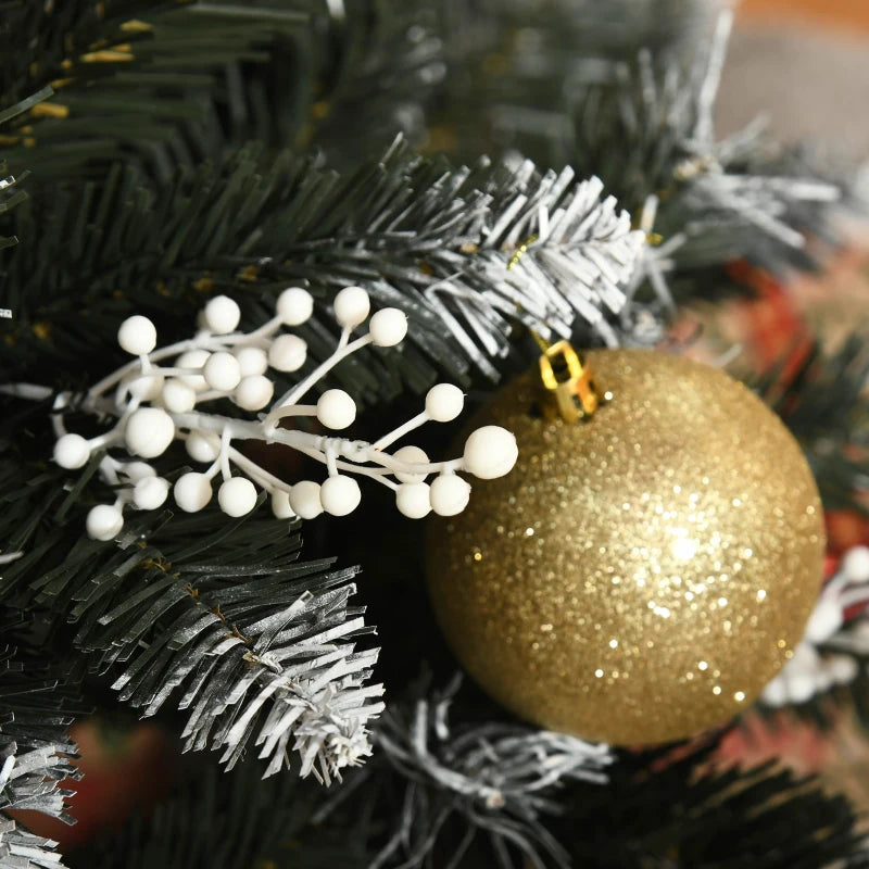 5FT Snow-Dipped Artificial Christmas Tree with White Berries & Star Topper | Indoor Holiday Decoration | Removable Stand