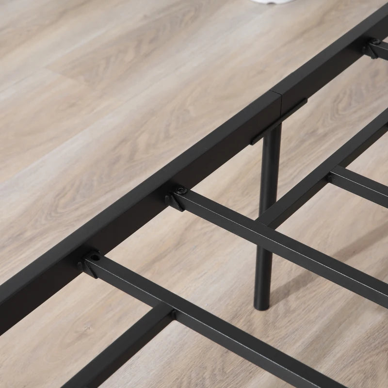 King Metal Bed Frame with Headboard & Footboard - Solid Slat Support, Underbed Storage, Stylish Black Bedroom Furniture